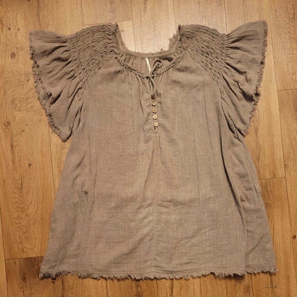 Free People Cotton Oversized Mini Dress Olive Size S